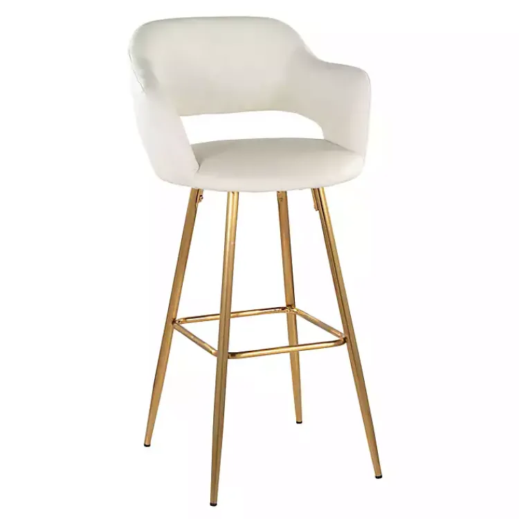 Bar Stools & Counter Height Stools-Kirklands Home Faux Leather Marge Bar Stools, Set of 2 Ivory
