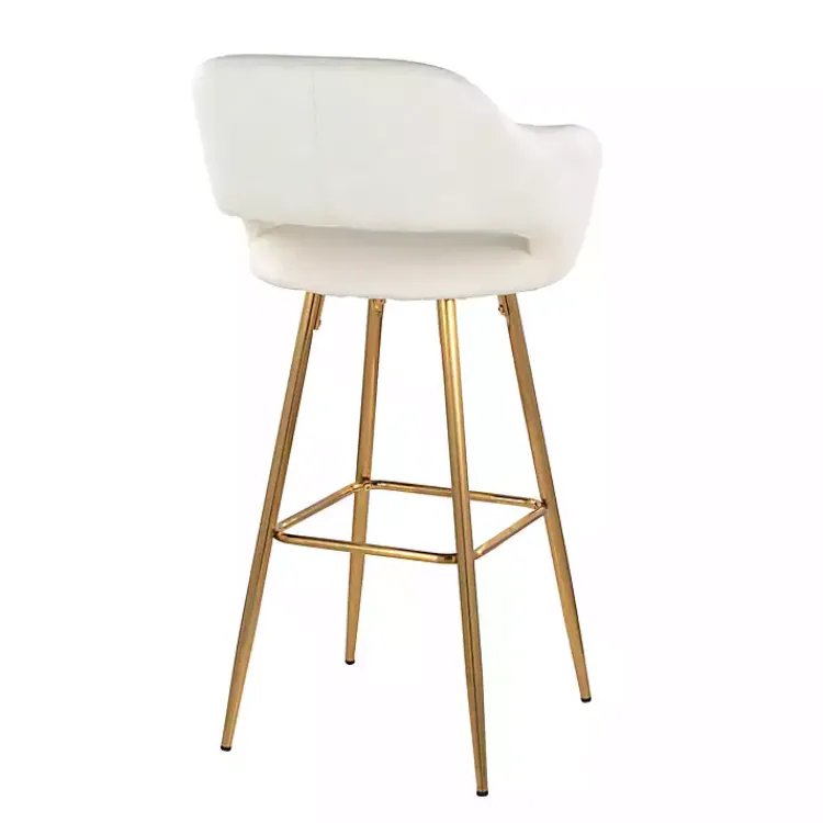 Bar Stools & Counter Height Stools-Kirklands Home Faux Leather Marge Bar Stools, Set of 2 Ivory
