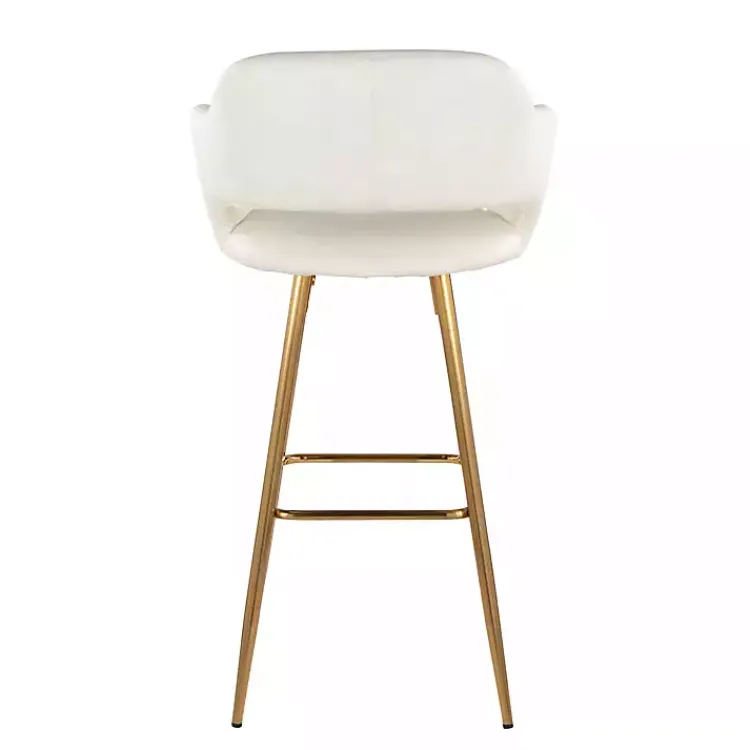 Bar Stools & Counter Height Stools-Kirklands Home Faux Leather Marge Bar Stools, Set of 2 Ivory