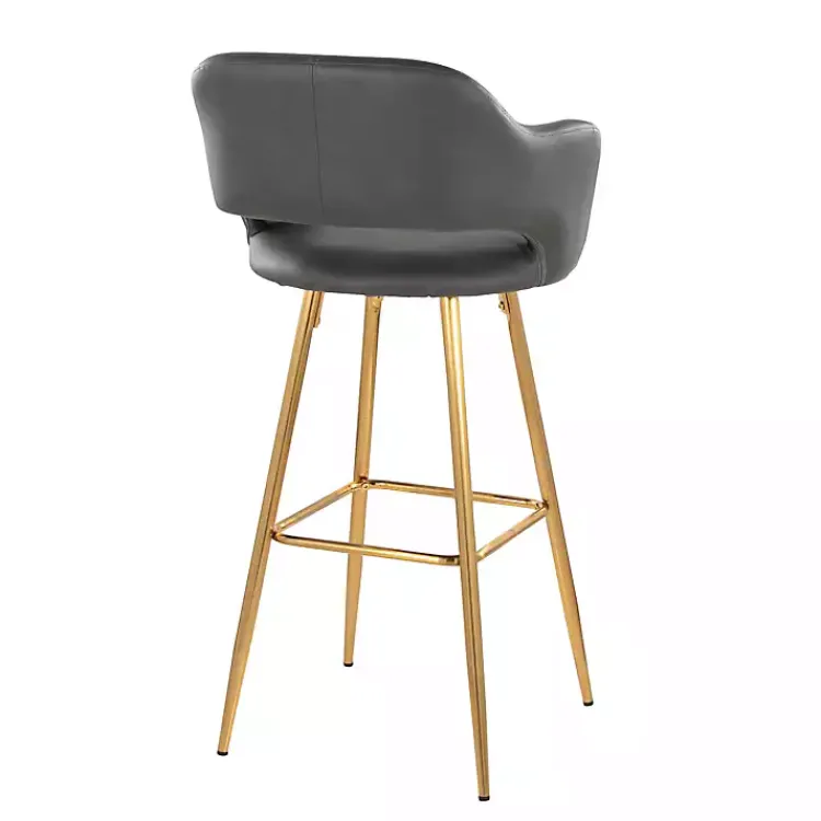 Bar Stools & Counter Height Stools-Kirklands Home Faux Leather Marge Bar Stools, Set of 2 Gray