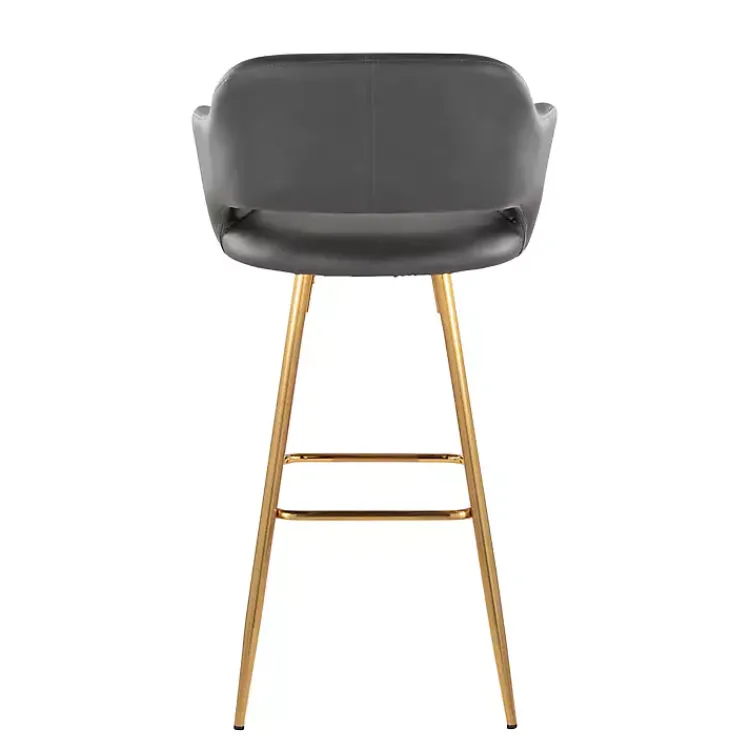 Bar Stools & Counter Height Stools-Kirklands Home Faux Leather Marge Bar Stools, Set of 2 Gray