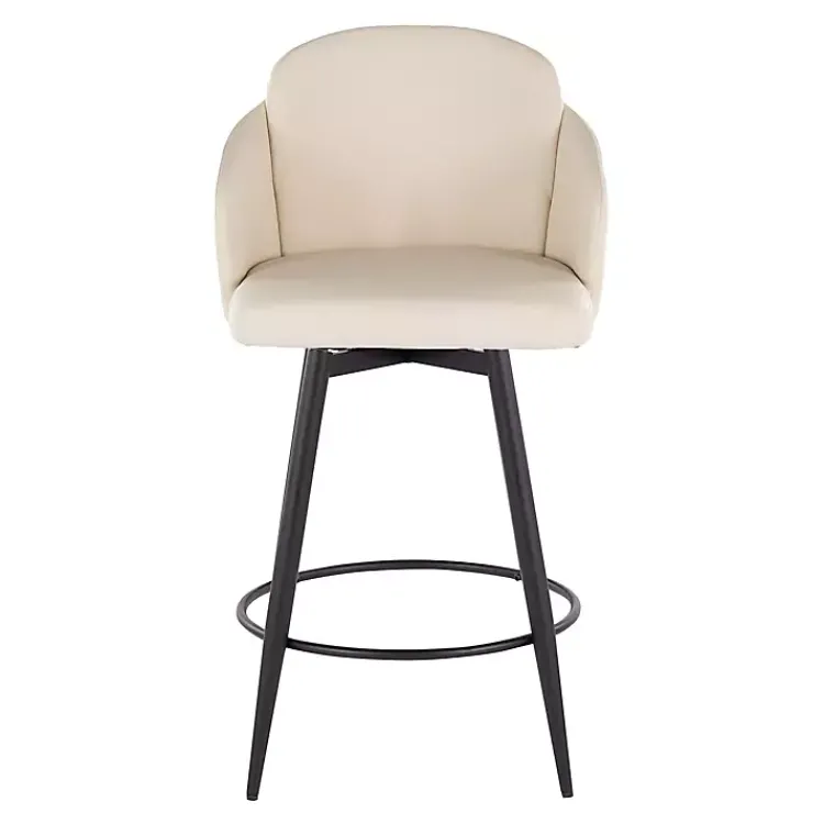 Bar Stools & Counter Height Stools-Kirklands Home Cream Faux Leather Swivel Counter Stools, Set of 2 White