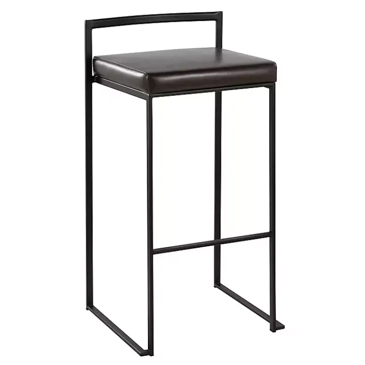 Bar Stools & Counter Height Stools-Kirklands Home Faux Leather Stackable Bar Stools, Set of 2 Brown