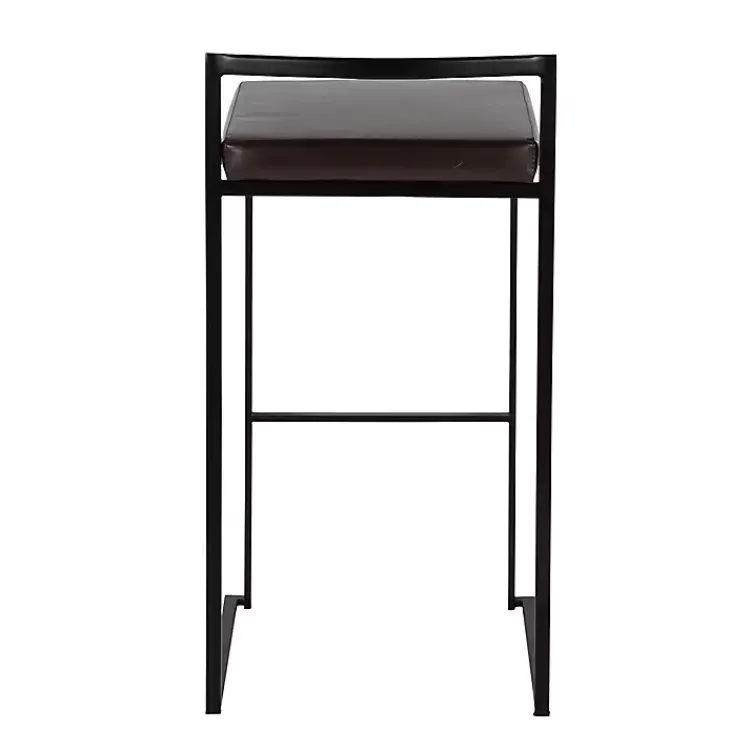 Bar Stools & Counter Height Stools-Kirklands Home Faux Leather Stackable Bar Stools, Set of 2 Brown