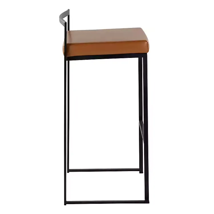 Bar Stools & Counter Height Stools-Kirklands Home Camel Faux Leather Stackable Bar Stools, Set of 2 Tan