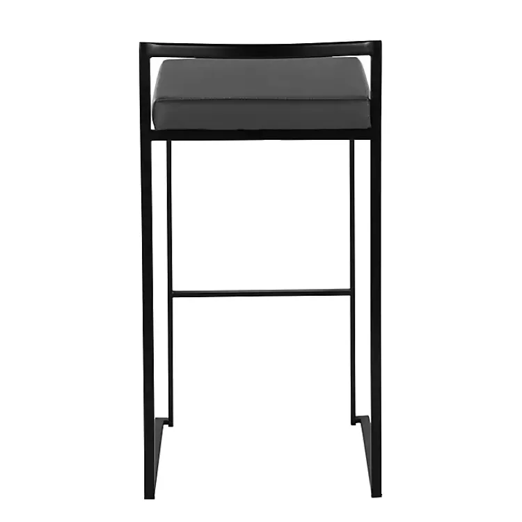 Bar Stools & Counter Height Stools-Kirklands Home Faux Leather Stackable Bar Stools, Set of 2 Gray