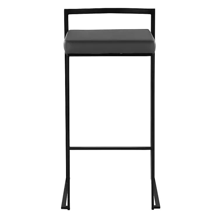 Bar Stools & Counter Height Stools-Kirklands Home Faux Leather Stackable Bar Stools, Set of 2 Gray