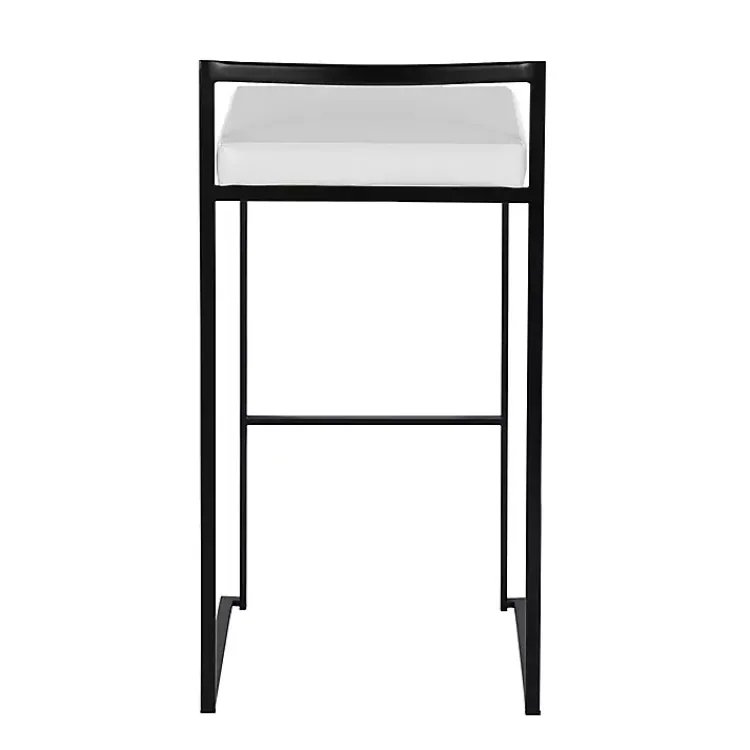 Bar Stools & Counter Height Stools-Kirklands Home Faux Leather Stackable Bar Stools, Set of 2 White