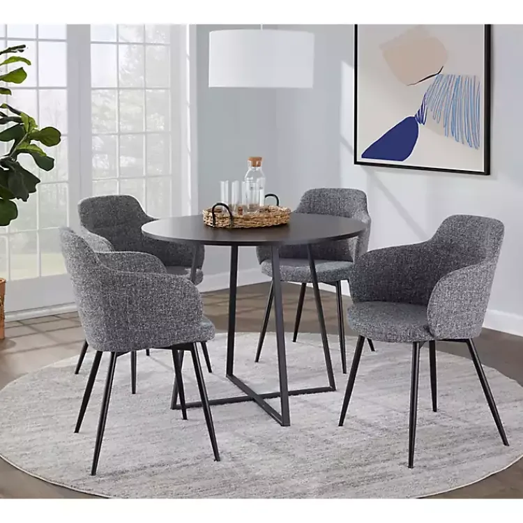 Dining Tables-Kirklands Home Canary Cosmo Round Dining Table Black