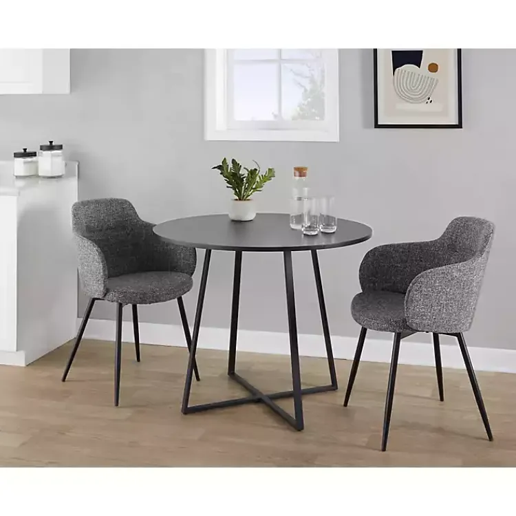 Dining Tables-Kirklands Home Canary Cosmo Round Dining Table Black