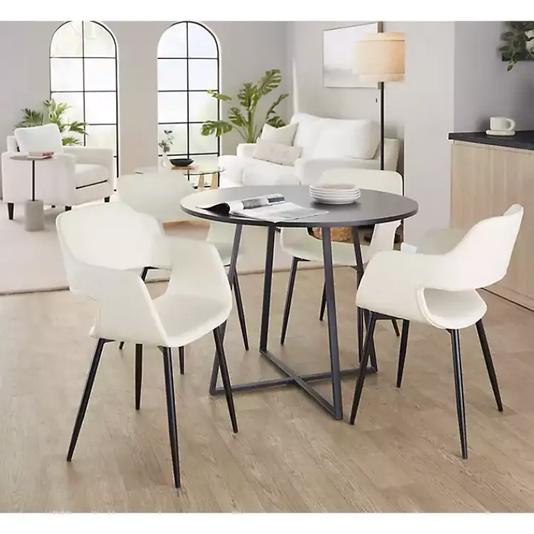 Dining Tables-Kirklands Home Canary Cosmo Round Dining Table Black