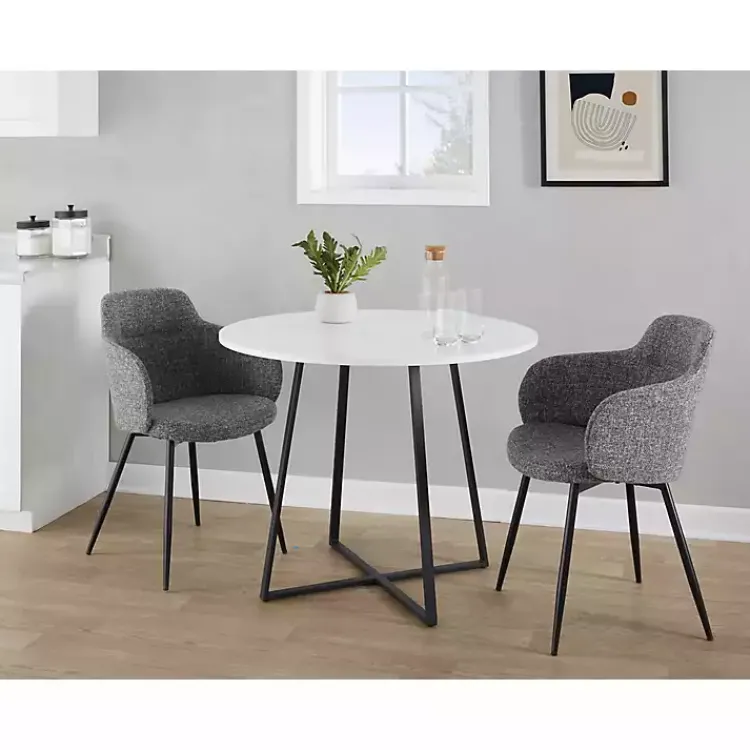 Dining Tables-Kirklands Home Black and Canary Cosmo Round Dining Table White