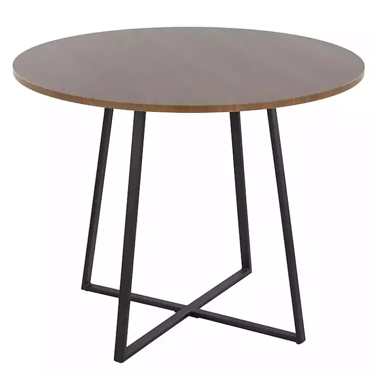 Dining Tables-Kirklands Home Black and Canary Cosmo Round Dining Table Brown