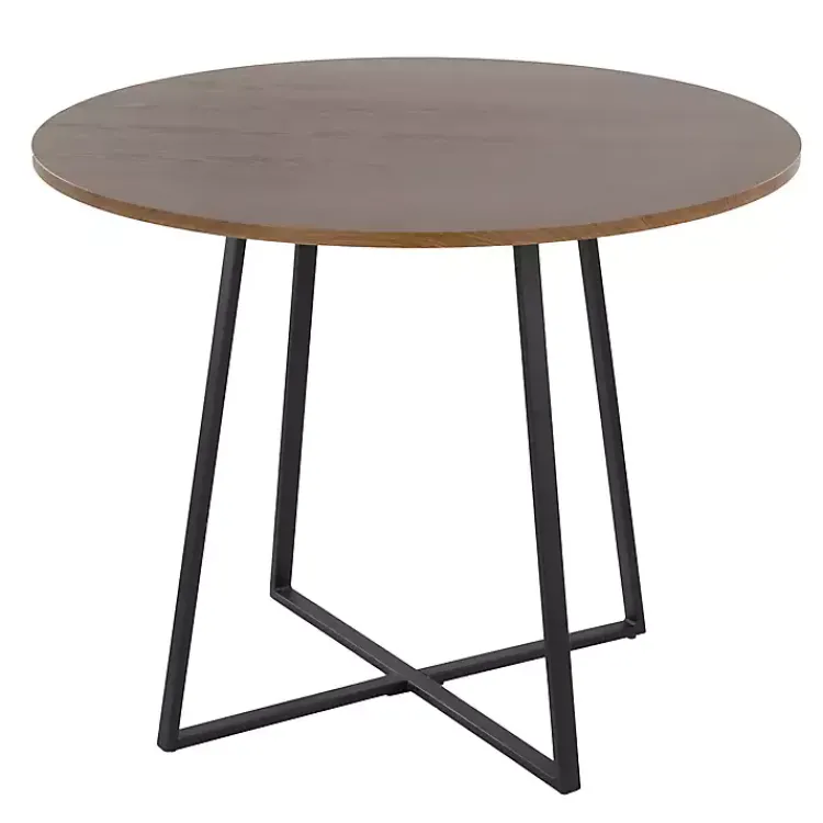 Dining Tables-Kirklands Home Black and Canary Cosmo Round Dining Table Brown