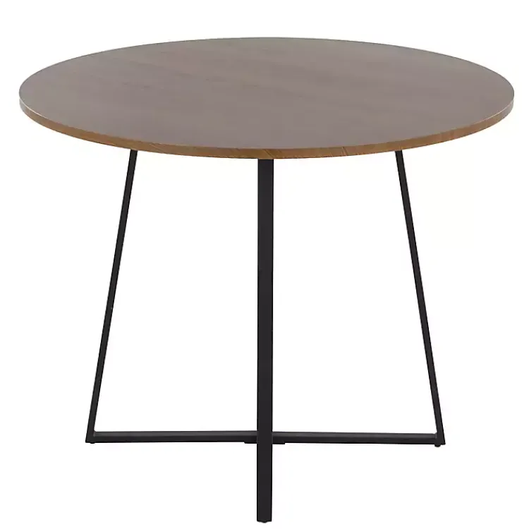 Dining Tables-Kirklands Home Black and Canary Cosmo Round Dining Table Brown