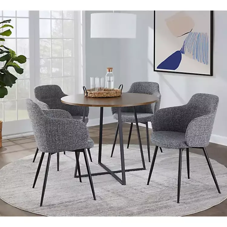 Dining Tables-Kirklands Home Black and Canary Cosmo Round Dining Table Brown