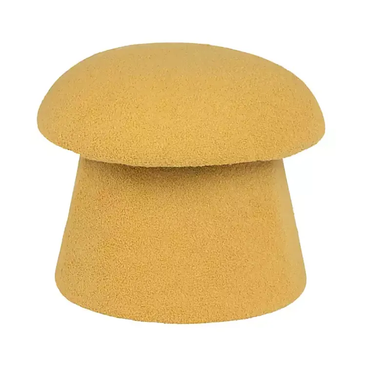 Benches & Ottomans-Kirklands Home Spice Boucle Mushroom Storage Ottoman Yellow