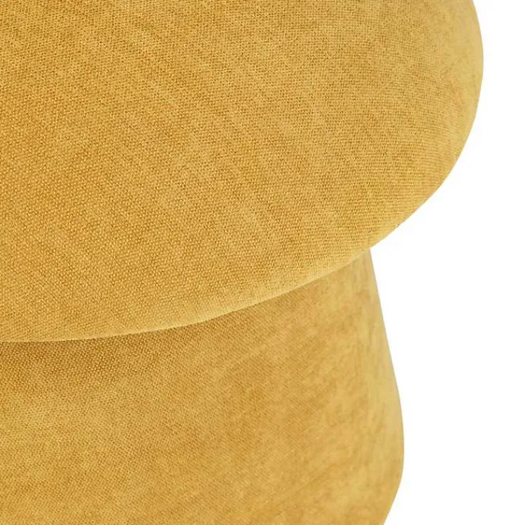 Benches & Ottomans-Kirklands Home Spice Chenille Mushroom Storage Ottoman Yellow