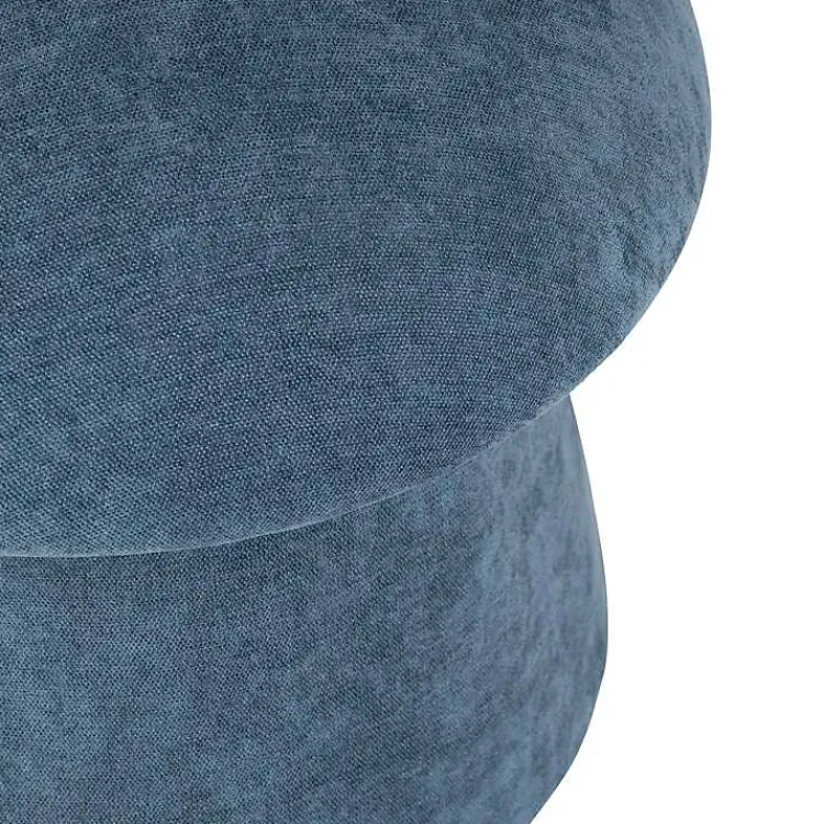 Benches & Ottomans-Kirklands Home Navy Chenille Mushroom Storage Ottoman Blue