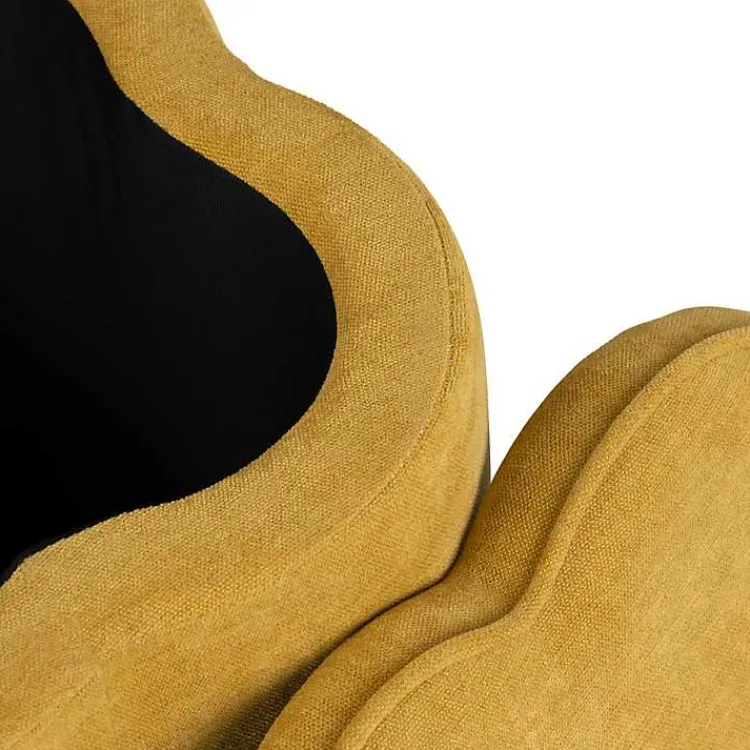 Benches & Ottomans-Kirklands Home Spice Chenille Flower Storage Ottoman Yellow