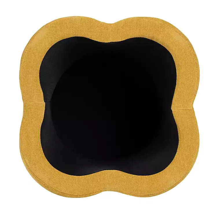 Benches & Ottomans-Kirklands Home Spice Chenille Flower Storage Ottoman Yellow