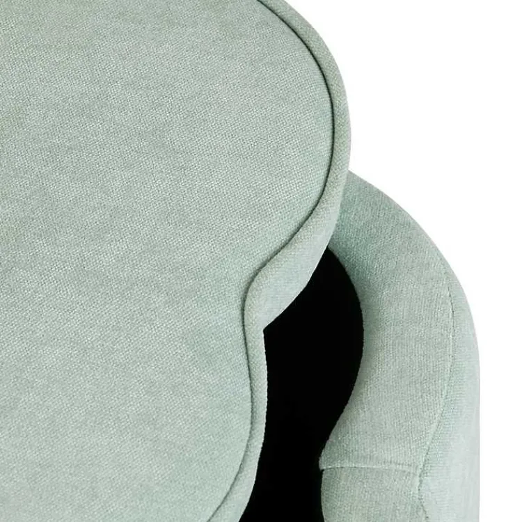 Benches & Ottomans-Kirklands Home Mint Chenille Flower Storage Ottoman Green