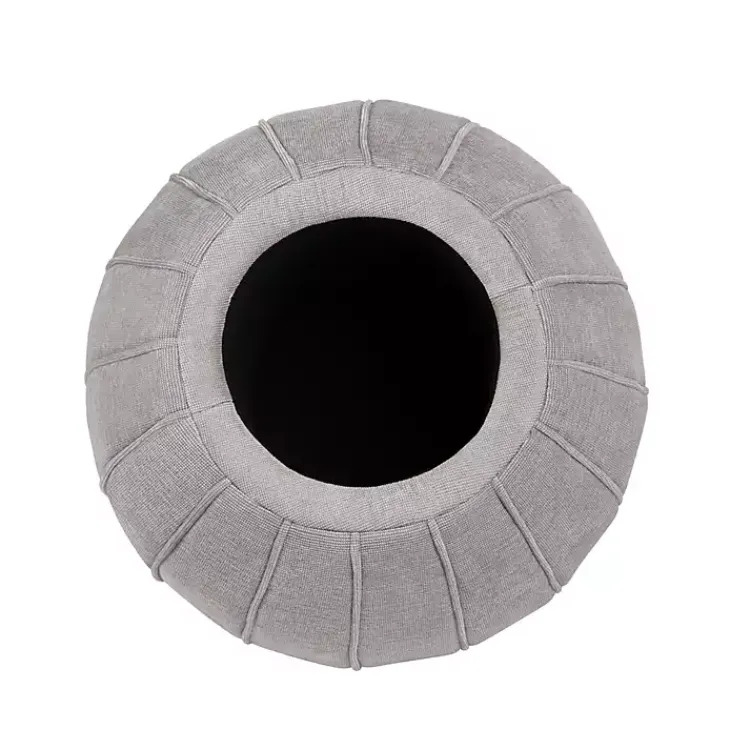 Benches & Ottomans-Kirklands Home Taupe Rounded Oval Storage Ottoman Gray