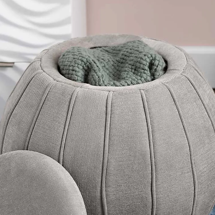 Benches & Ottomans-Kirklands Home Taupe Rounded Oval Storage Ottoman Gray