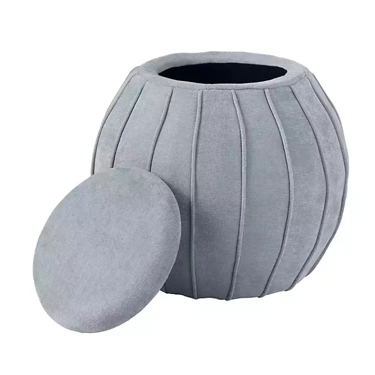Benches & Ottomans-Kirklands Home Rounded Oval Storage Ottoman Gray