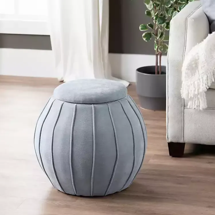 Benches & Ottomans-Kirklands Home Rounded Oval Storage Ottoman Gray