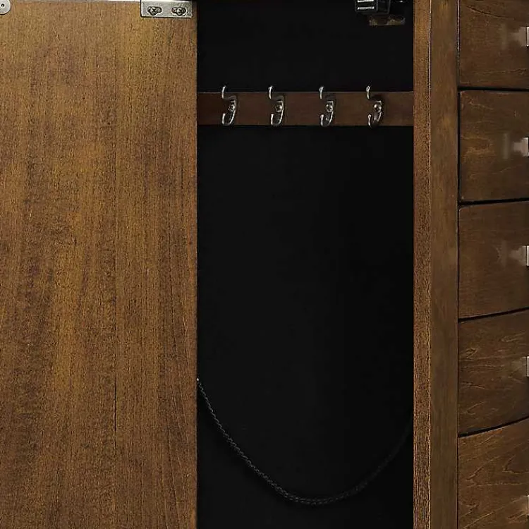 Dressers & Chests-Kirklands Home Walnut Wood 5-Drawer Zinnia Jewelry Armoire Brown