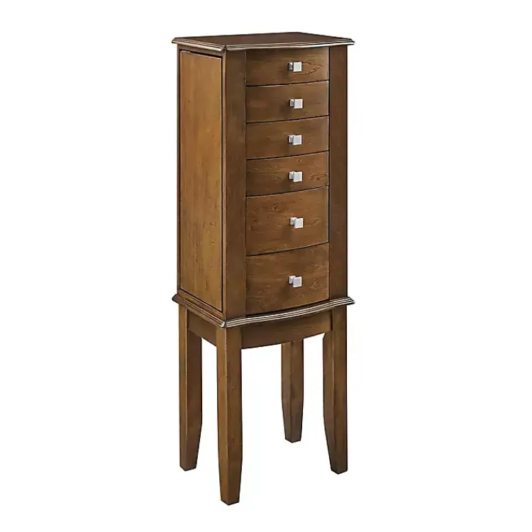 Dressers & Chests-Kirklands Home Walnut Wood 5-Drawer Zinnia Jewelry Armoire Brown