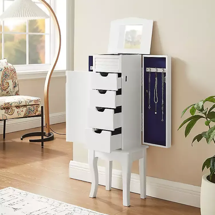 Dressers & Chests-Kirklands Home Wood 4-Drawer Elena Jewelry Armoire White