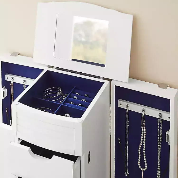 Dressers & Chests-Kirklands Home Wood 4-Drawer Elena Jewelry Armoire White