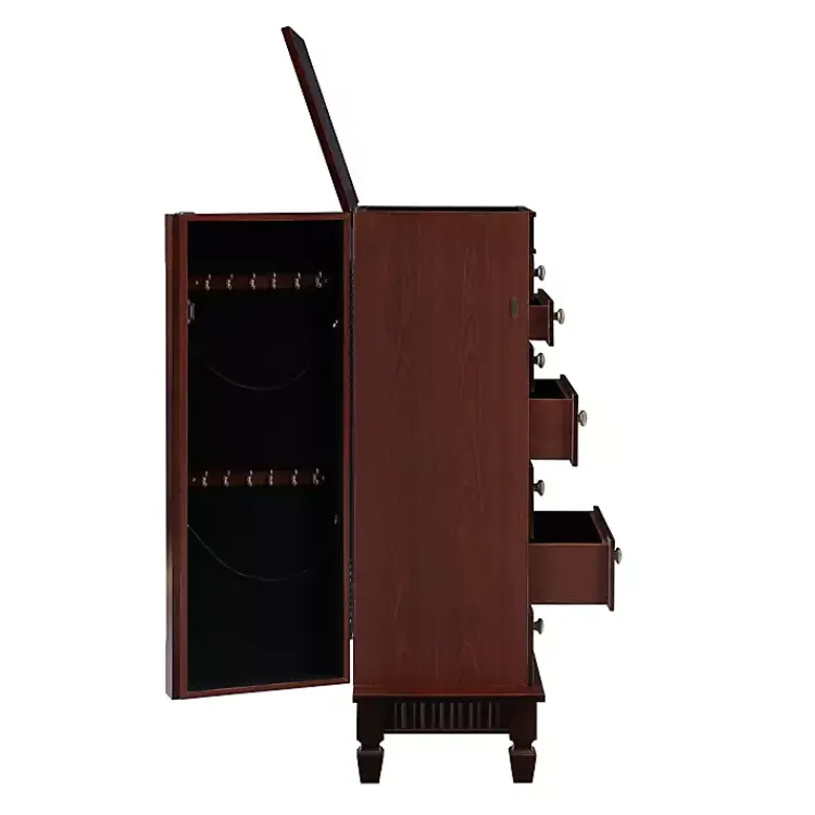 Dressers & Chests-Kirklands Home Merlot Wood 7-Drawer Joslyn Jewelry Armoire Brown