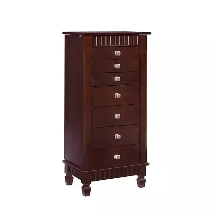 Dressers & Chests-Kirklands Home Merlot Wood 7-Drawer Joslyn Jewelry Armoire Brown