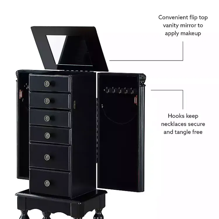 Dressers & Chests-Kirklands Home 5-Drawer Ollie Petite Jewelry Armoire Black