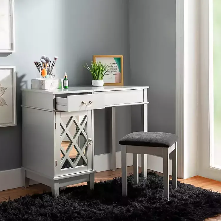 Dressers & Chests-Kirklands Home Silver Lattice Ella 2-pc. Vanity Set Gray