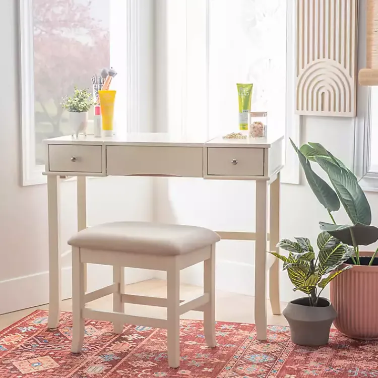 Dressers & Chests-Kirklands Home Cream Jennifer Flip-Top 2-pc. Vanity Set White