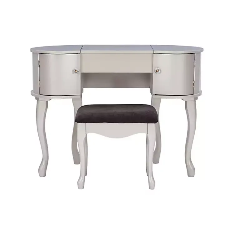 Dressers & Chests-Kirklands Home Silver Paloma Flip-Top 2-pc. Vanity Set Gray