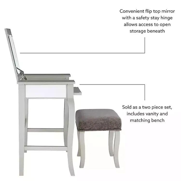 Dressers & Chests-Kirklands Home Silver Harper Flip-Top 2-pc. Vanity Set Gray