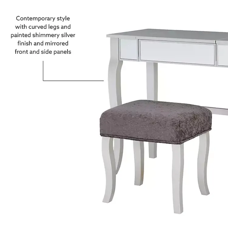 Dressers & Chests-Kirklands Home Silver Harper Flip-Top 2-pc. Vanity Set Gray