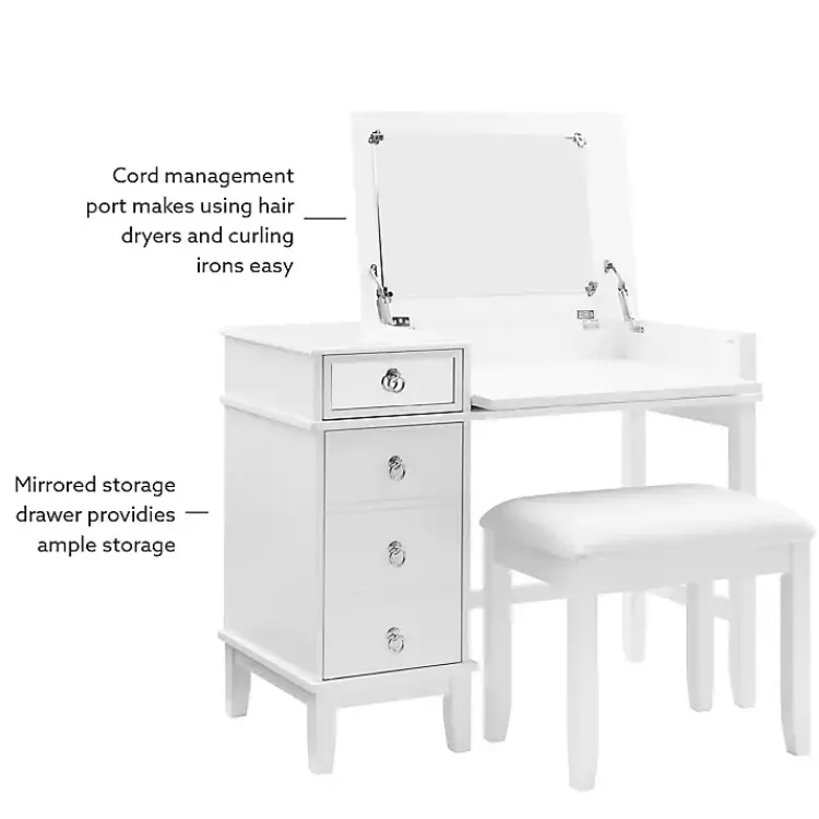 Dressers & Chests-Kirklands Home Eva Mirrored 2-pc. Vanity Set White
