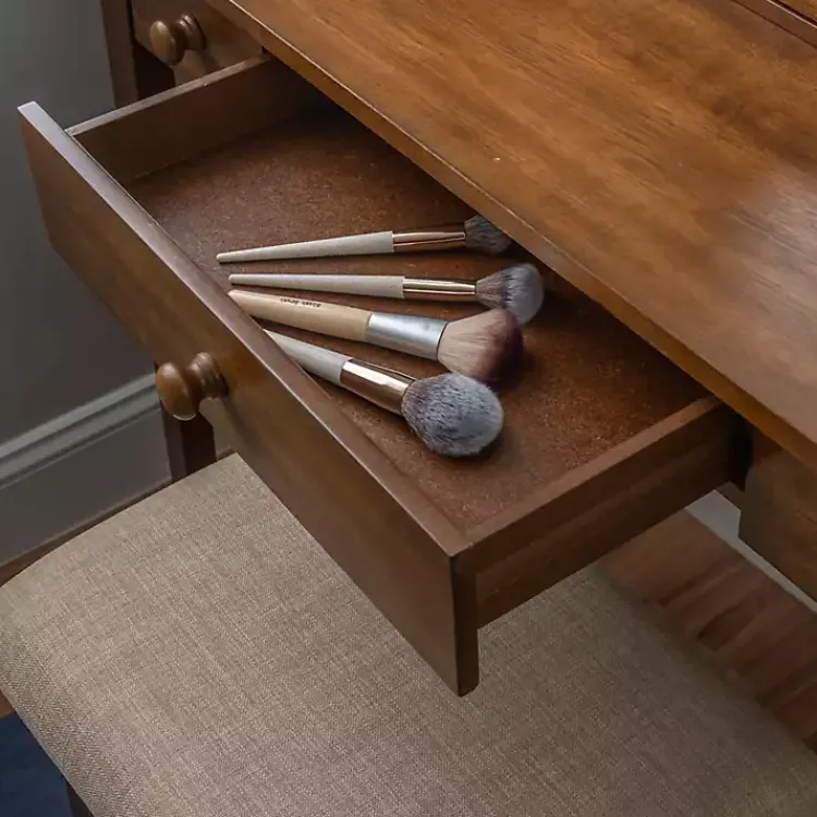 Dressers & Chests-Kirklands Home Walnut Lorna Tilting Mirror 2-pc. Vanity Set Brown