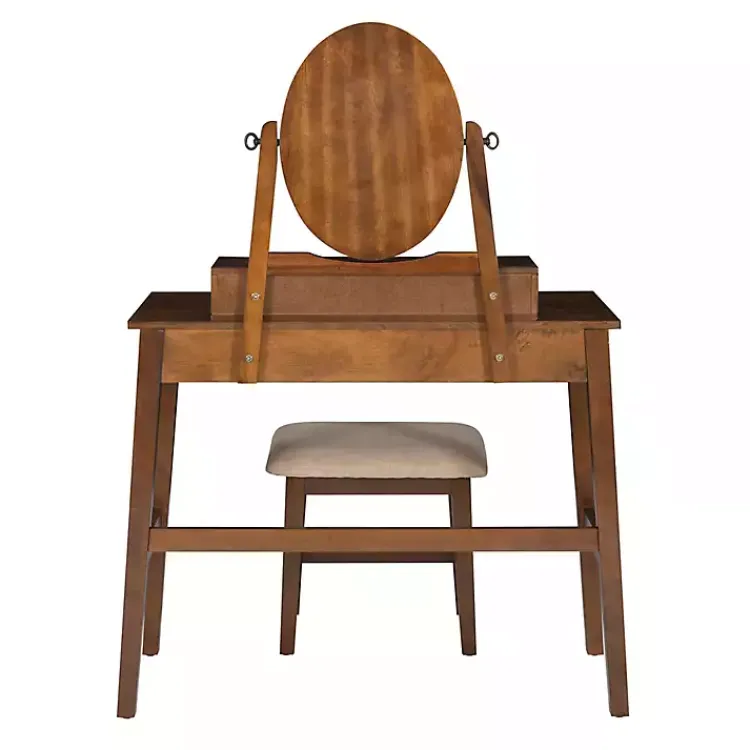 Dressers & Chests-Kirklands Home Walnut Lorna Tilting Mirror 2-pc. Vanity Set Brown