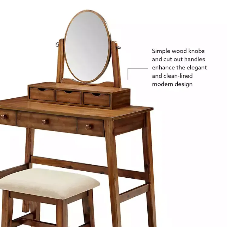Dressers & Chests-Kirklands Home Walnut Lorna Tilting Mirror 2-pc. Vanity Set Brown