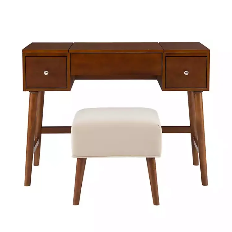 Dressers & Chests-Kirklands Home Walnut Viola Flip-Top 2-pc. Vanity Set Brown