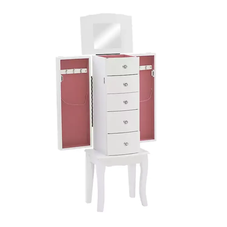 Dressers & Chests-Kirklands Home 5-Drawer Jasmine Petite Jewelry Armoire White