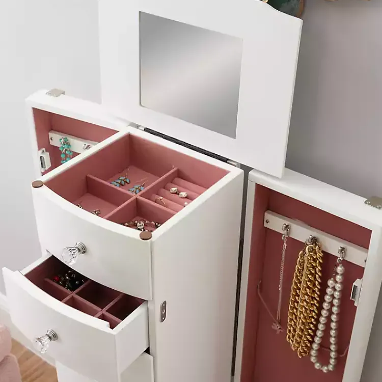 Dressers & Chests-Kirklands Home 5-Drawer Jasmine Petite Jewelry Armoire White