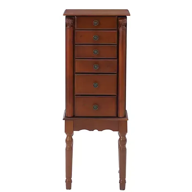 Dressers & Chests-Kirklands Home Cherry 5-Drawer Ollie Petite Jewelry Armoire Brown